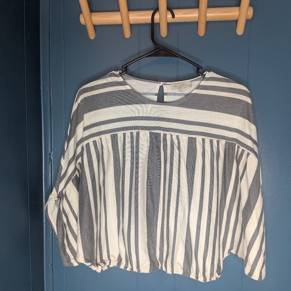 Striped Gray and White Women's Top